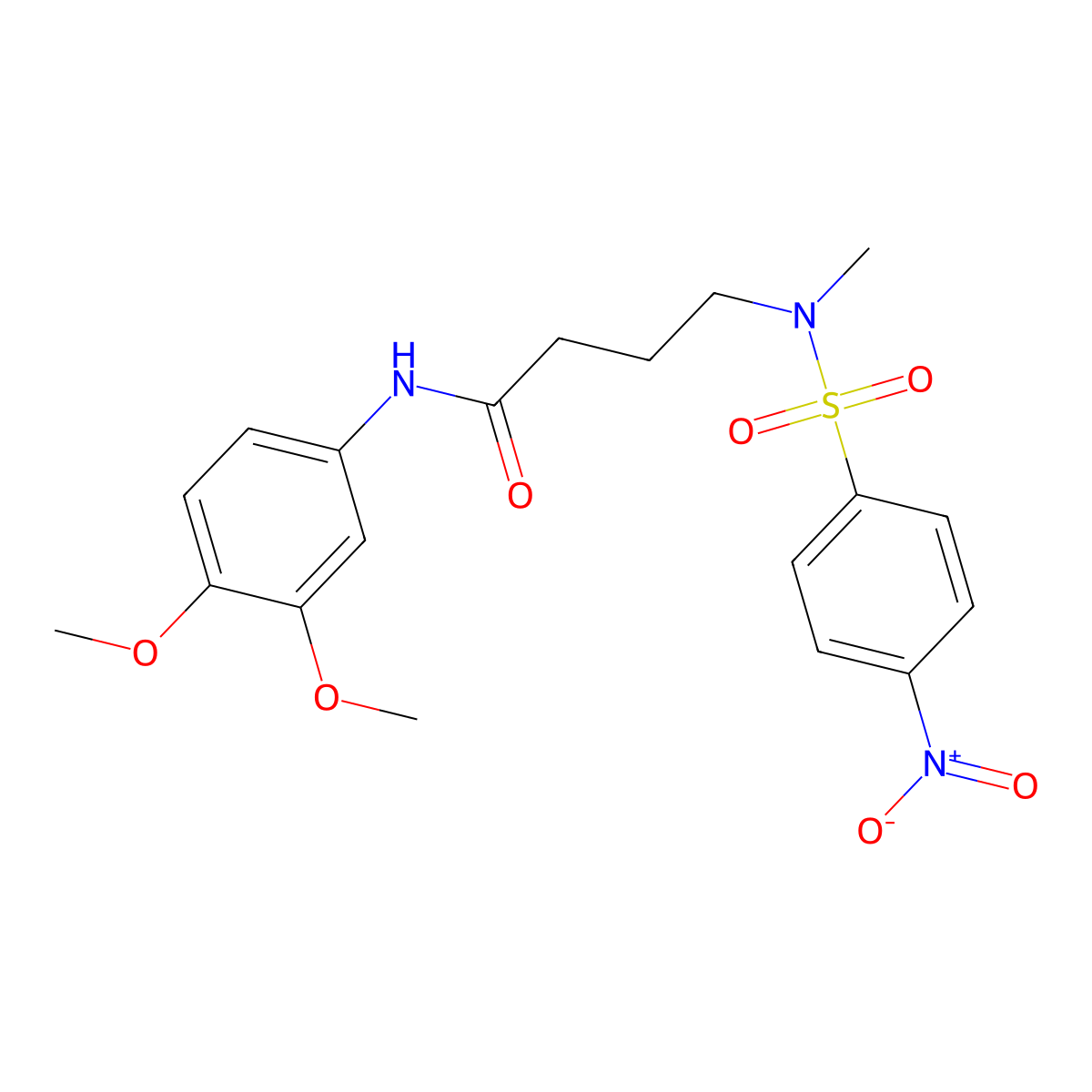 N-(3,4-dimethoxyphenyl)-4-[methyl-(4-nitrophenyl)sulfonylamino]butanamide molecular structure, CAS 824970-56-1
