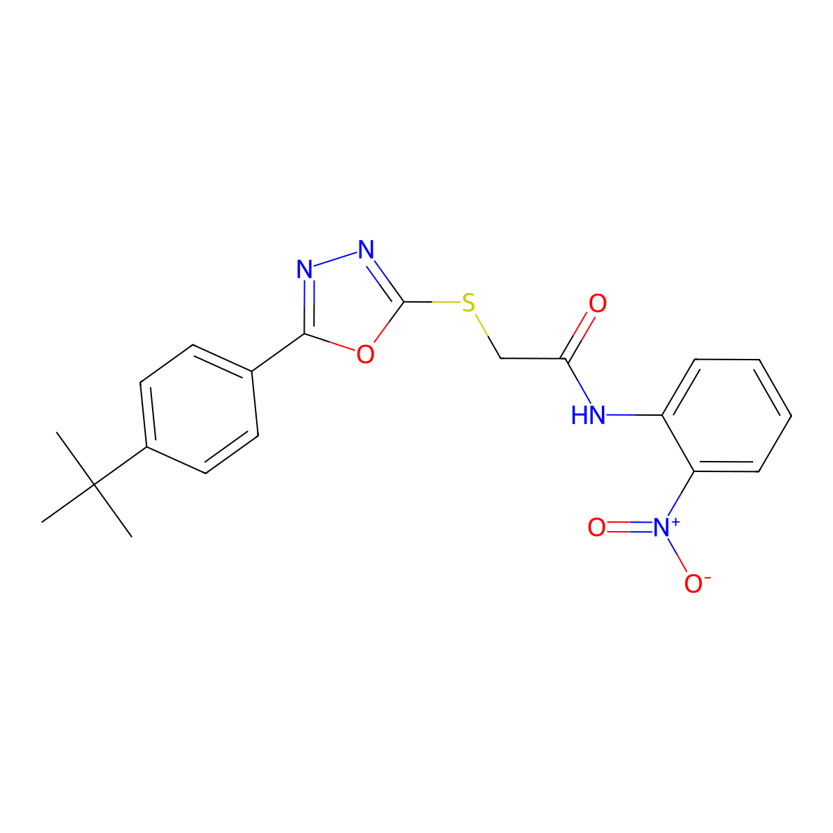 2-[[5-(4-tert-butylphenyl)-1,3,4-oxadiazol-2-yl]sulfanyl]-N-(2-nitrophenyl)acetamide molecular structure, CAS 824970-75-4