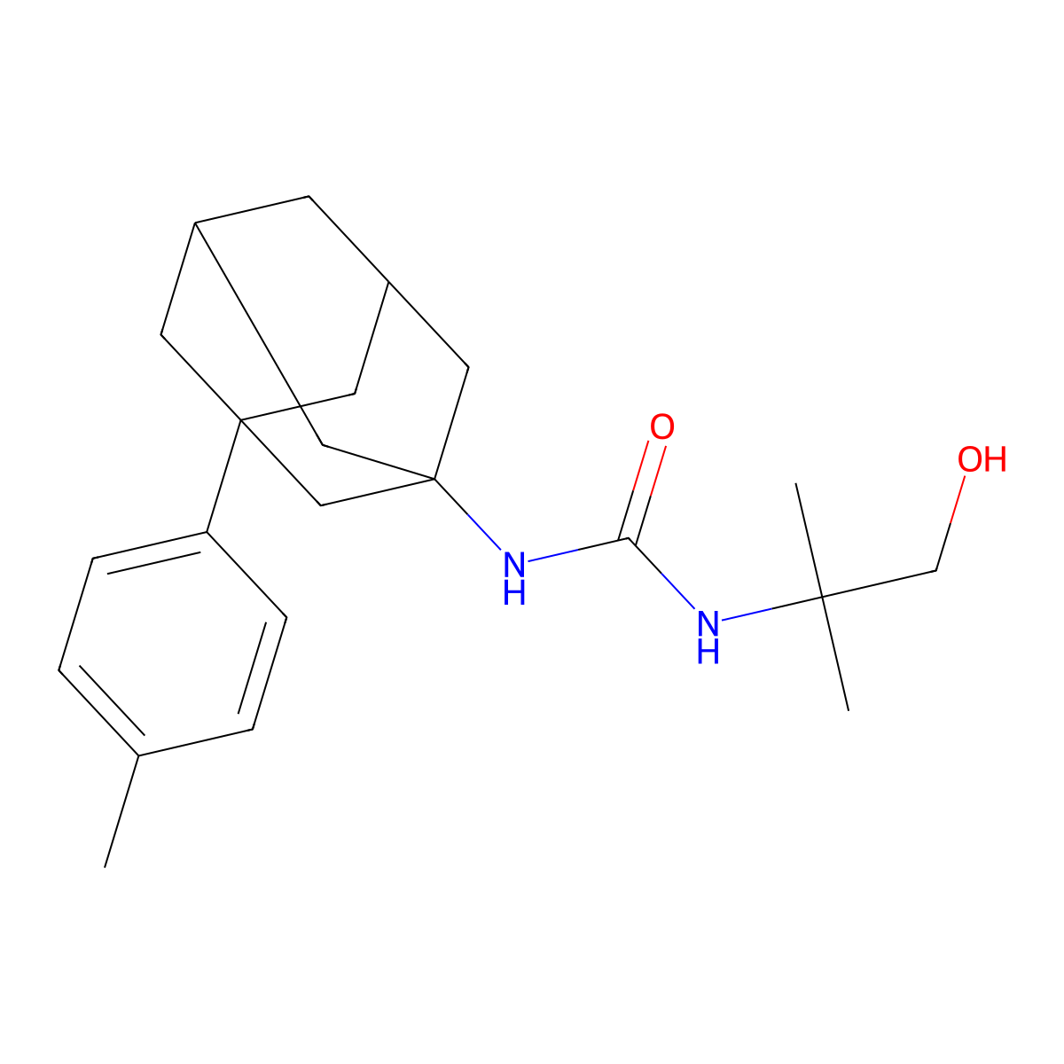 N-(2-hydroxy-1,1-dimethylethyl)-N'-[3-(4-methylphenyl)-1-adamantyl]urea molecular structure, CAS 824970-84-5