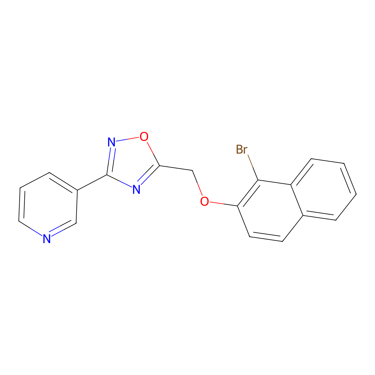 5-[(1-Bromonaphthalen-2-yl)oxymethyl]-3-pyridin-3-yl-1,2,4-oxadiazole molecular structure, CAS 824970-93-6