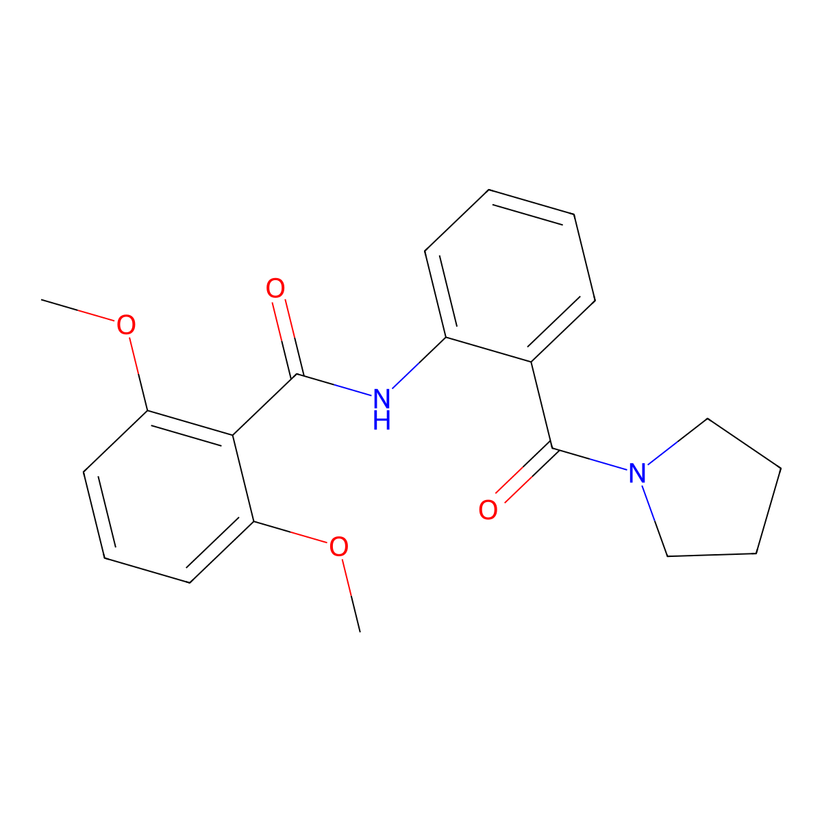 2,6-dimethoxy-N-[2-(pyrrolidine-1-carbonyl)phenyl]benzamide molecular structure, CAS 824971-05-3
