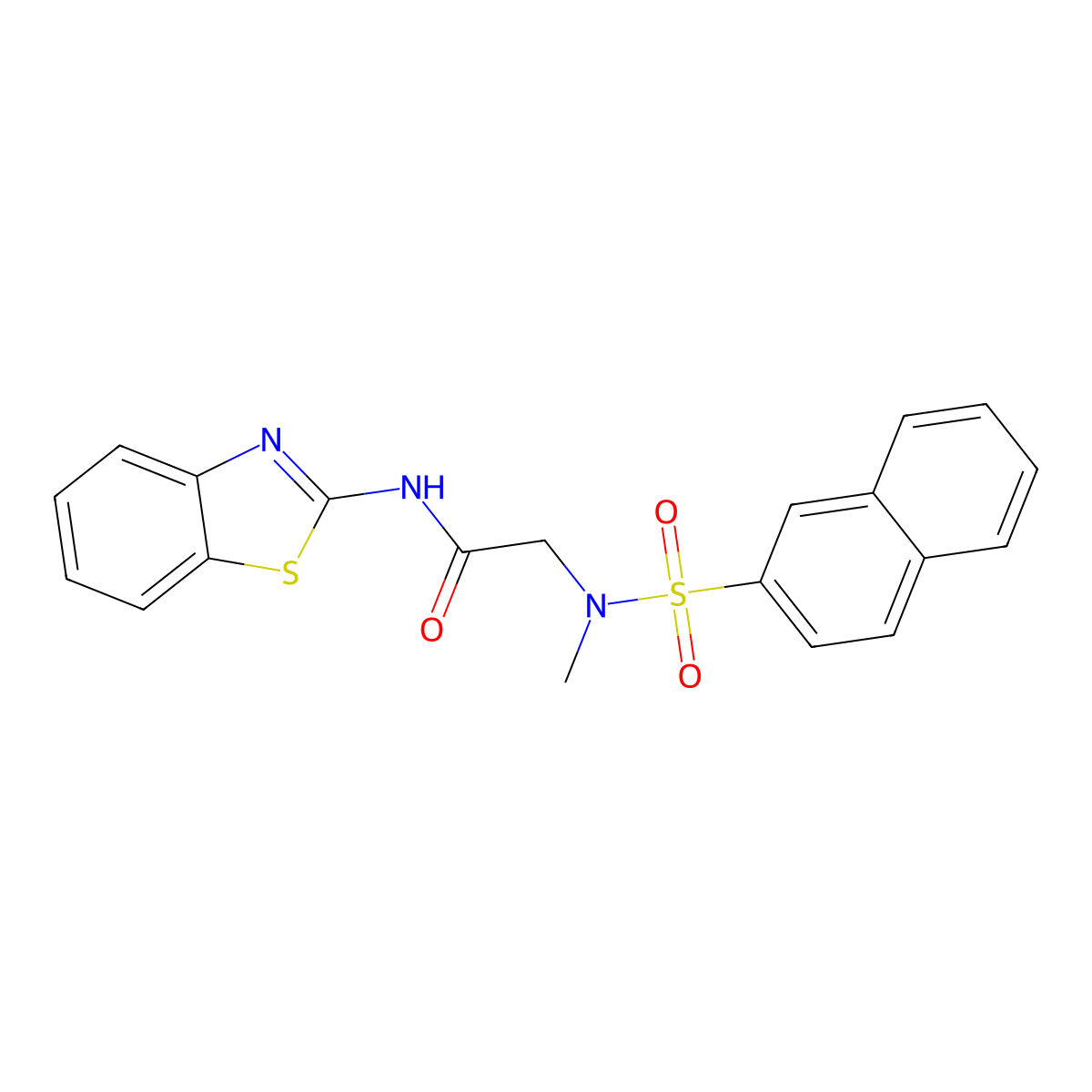 N-(1,3-benzothiazol-2-yl)-2-[methyl(naphthalen-2-ylsulfonyl)amino]acetamide molecular structure, CAS 824971-21-3