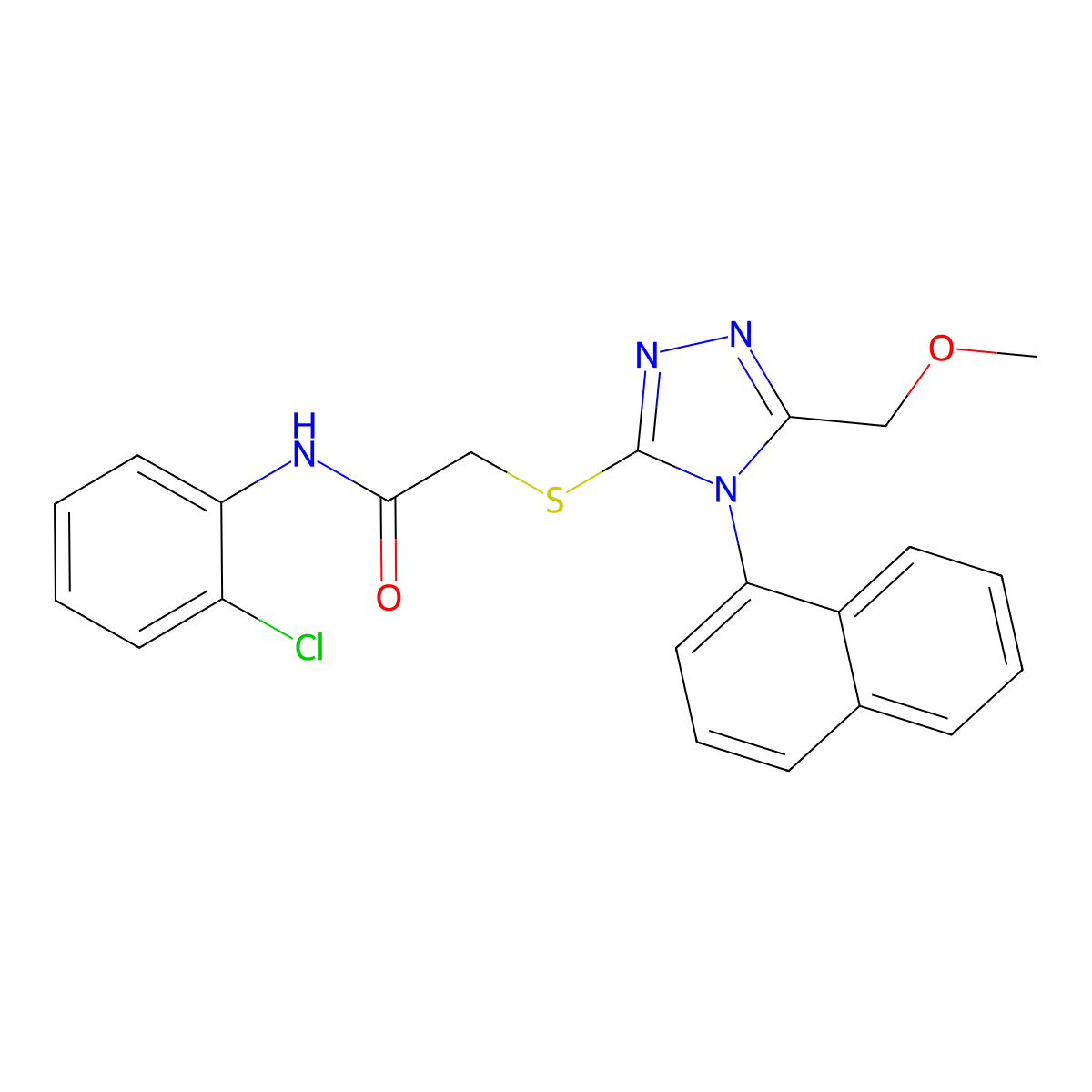 N-(2-chlorophenyl)-2-[[5-(methoxymethyl)-4-naphthalen-1-yl-1,2,4-triazol-3-yl]sulfanyl]acetamide molecular structure, CAS 824971-32-6