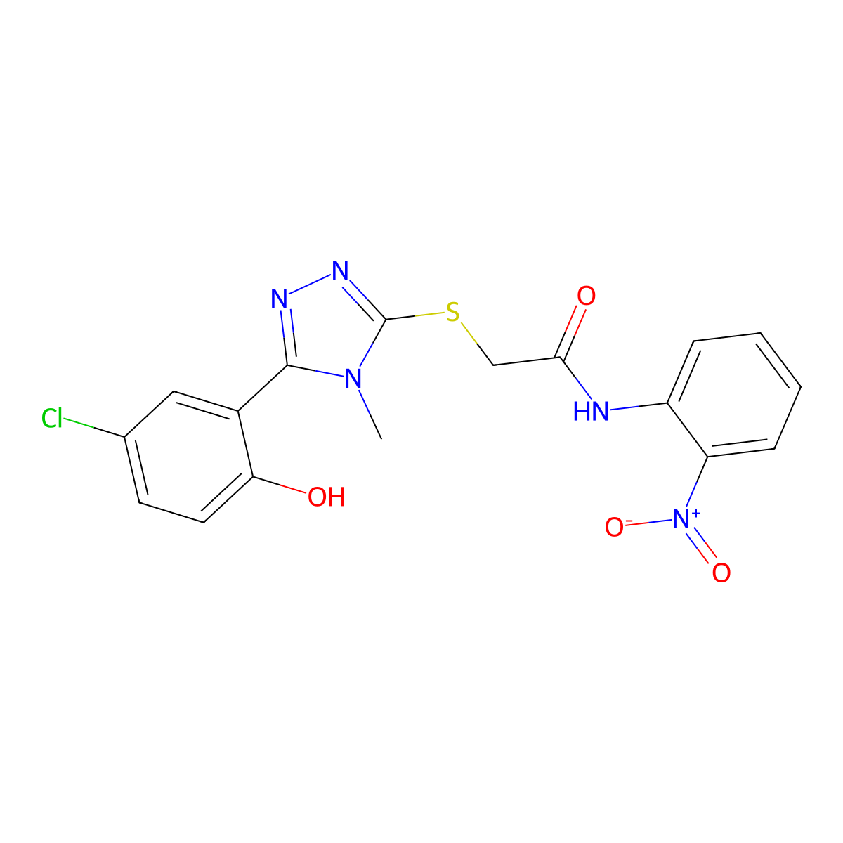 2-{[5-(5-chloro-2-hydroxyphenyl)-4-methyl-4H-1,2,4-triazol-3-yl]sulfanyl}-N-(2-nitrophenyl)acetamide molecular structure, CAS 824971-61-1