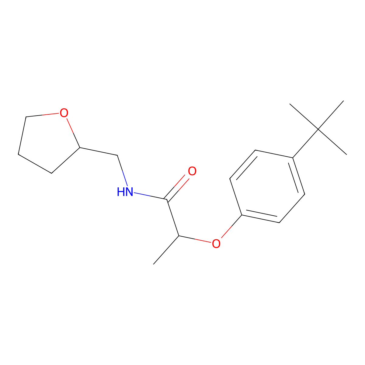 2-(4-tert-butylphenoxy)-N-(oxolan-2-ylmethyl)propanamide molecular structure, CAS 824972-30-7