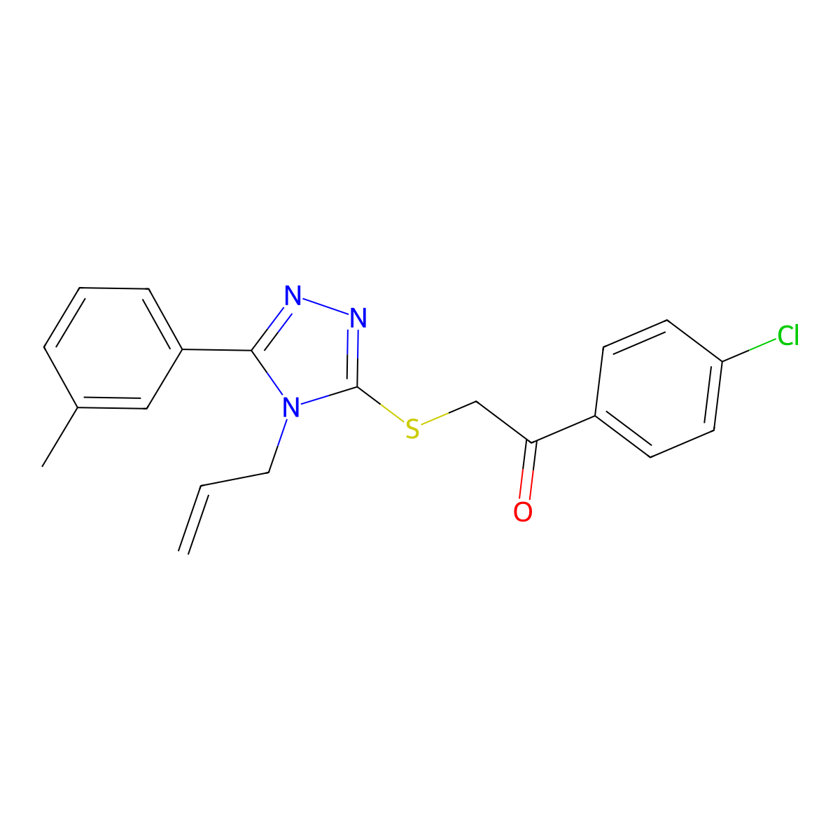 1-(4-Chlorophenyl)-2-[[5-(3-methylphenyl)-4-prop-2-enyl-1,2,4-triazol-3-yl]sulfanyl]ethanone molecular structure, CAS 824972-39-6