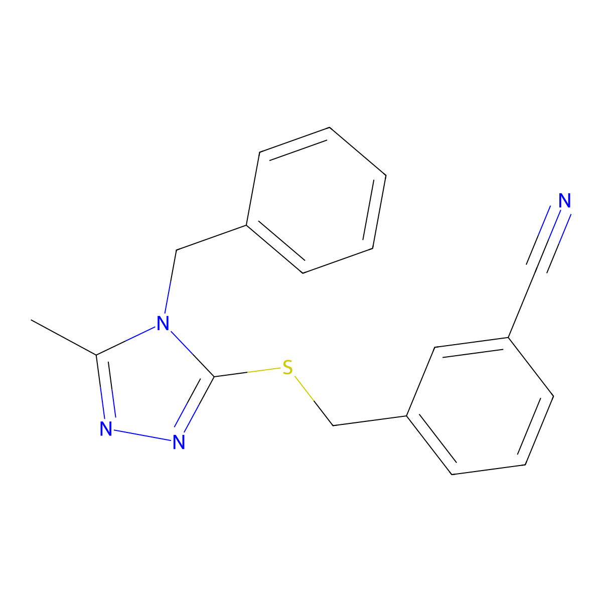 3-[(4-Benzyl-5-methyl-1,2,4-triazol-3-yl)sulfanylmethyl]benzonitrile molecular structure, CAS 824972-59-0