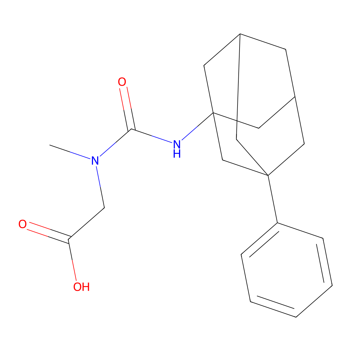 2-[methyl-[(3-phenyl-1-adamantyl)carbamoyl]amino]acetic Acid molecular structure, CAS 824972-82-9