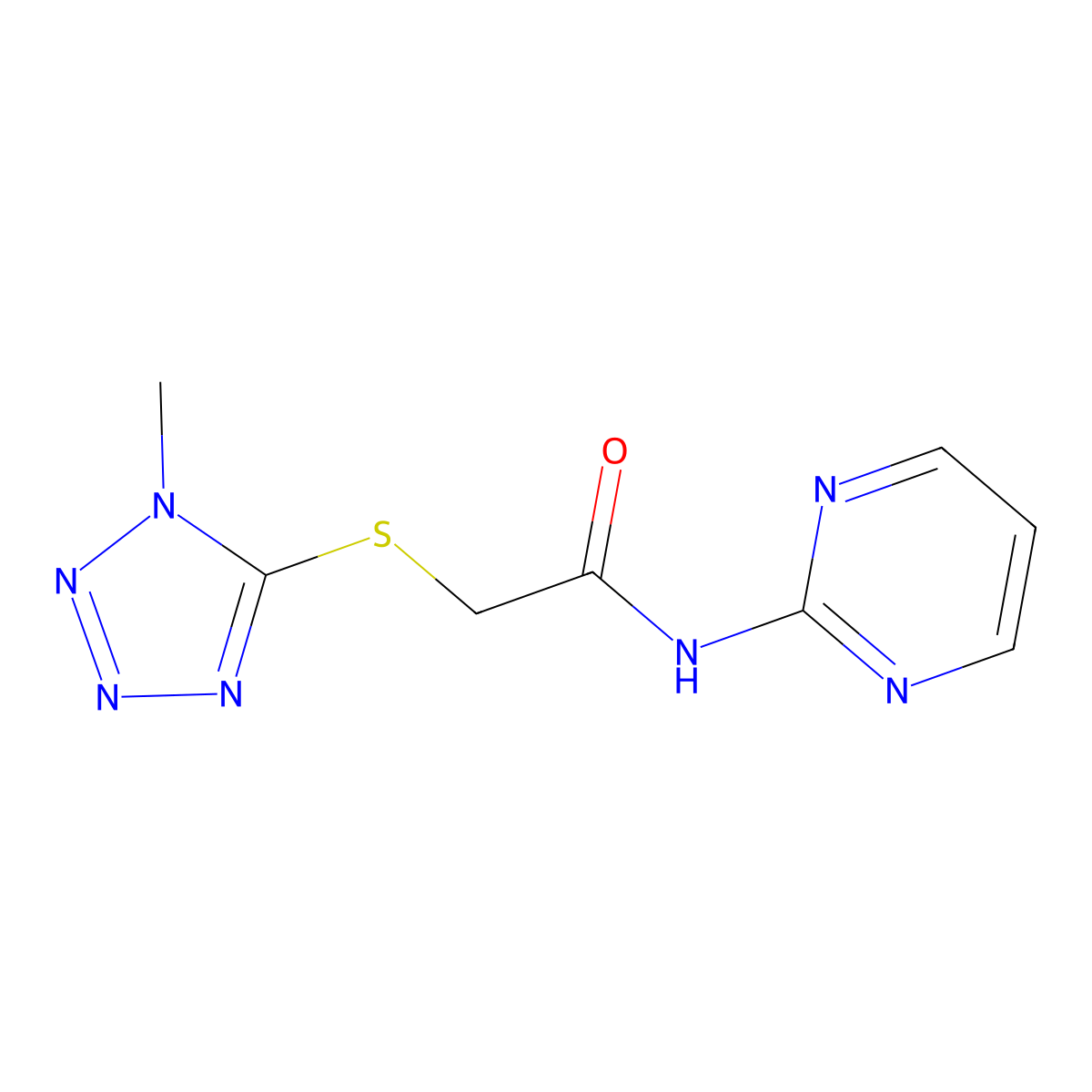2-(1-methyltetrazol-5-yl)sulfanyl-N-pyrimidin-2-ylacetamide molecular structure, CAS 824972-94-3