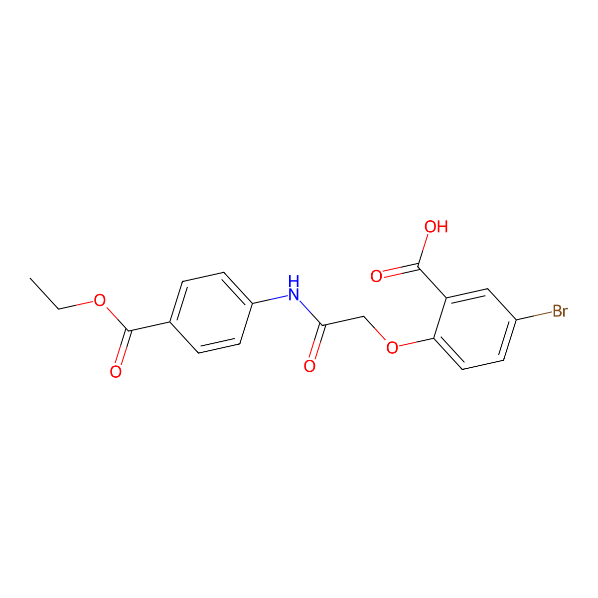 5-Bromo-2-(2-{[4-(ethoxycarbonyl)phenyl]amino}-2-oxoethoxy)benzoic acid molecular structure, CAS 824973-54-8