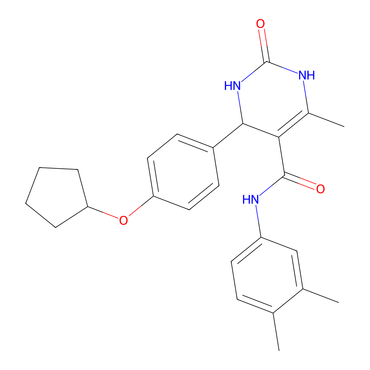 4-(4-cyclopentyloxyphenyl)-N-(3,4-dimethylphenyl)-6-methyl-2-oxo-3,4-dihydro-1H-pyrimidine-5-carboxamide molecular structure, CAS 824973-59-3