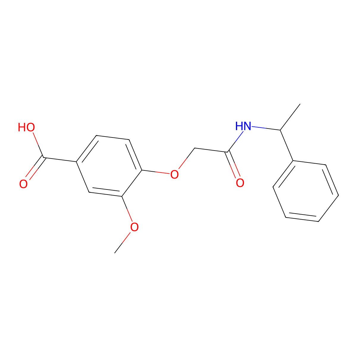 3-Methoxy-4-{2-oxo-2-[(1-phenylethyl)amino]ethoxy}benzoic acid molecular structure, CAS 824973-67-3