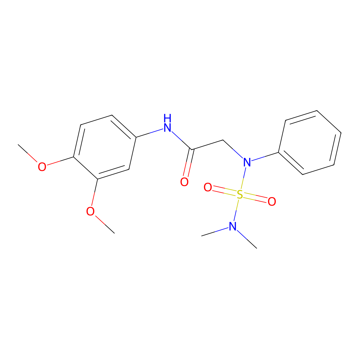 N-(3,4-dimethoxyphenyl)-2-[N-(dimethylsulfamoyl)anilino]acetamide molecular structure, CAS 824974-59-6
