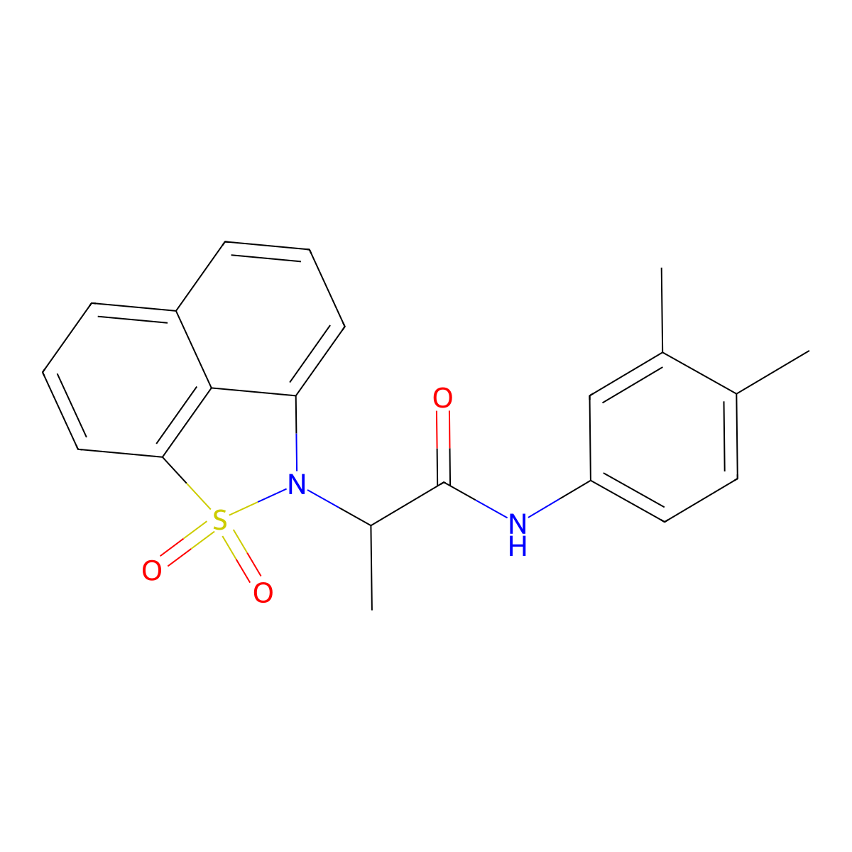 N-(3,4-dimethylphenyl)-2-(1,1-dioxido-2H-naphtho[1,8-cd]isothiazol-2-yl)propanamide molecular structure, CAS 824974-60-9