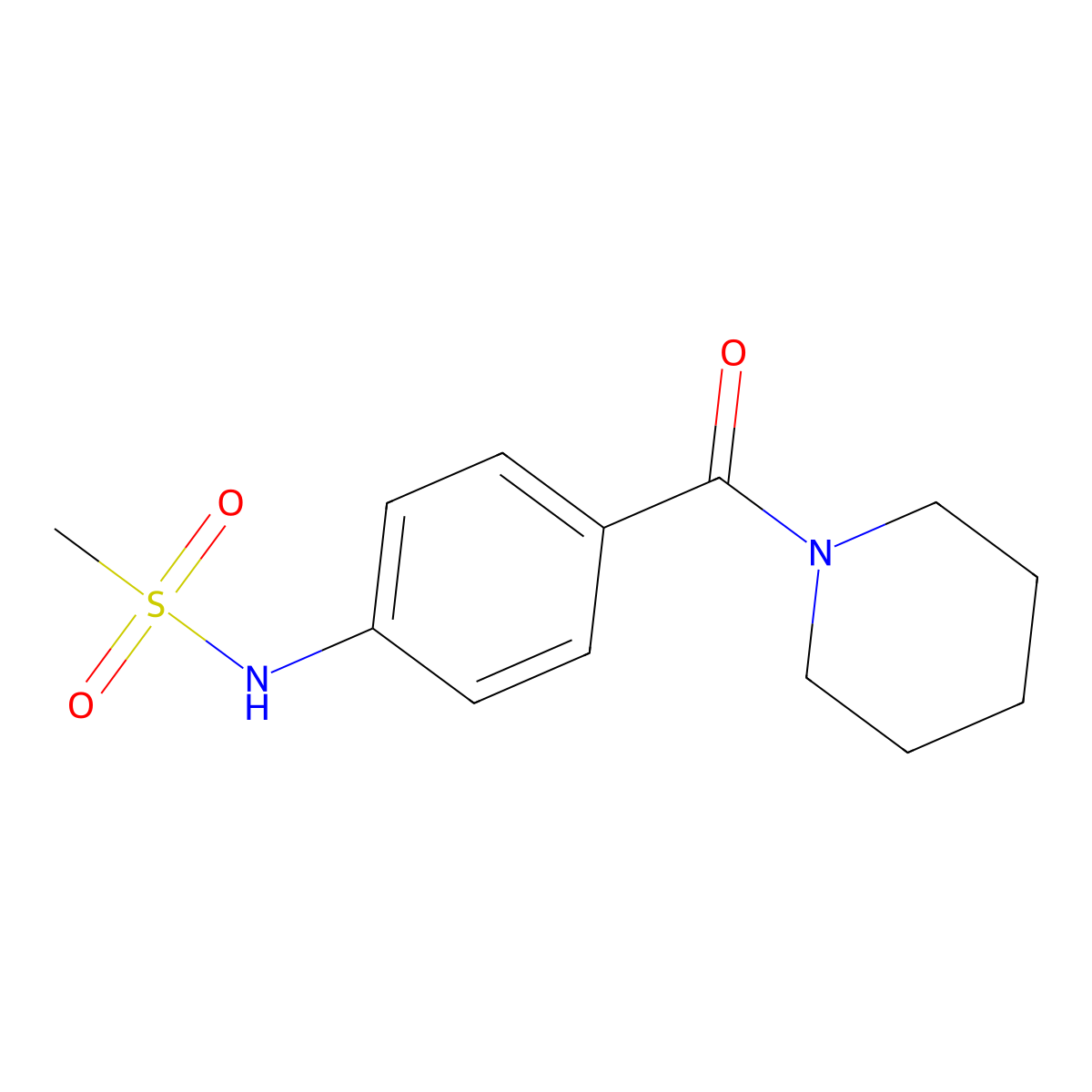 N-[4-(piperidine-1-carbonyl)phenyl]methanesulfonamide molecular structure, CAS 824975-24-8