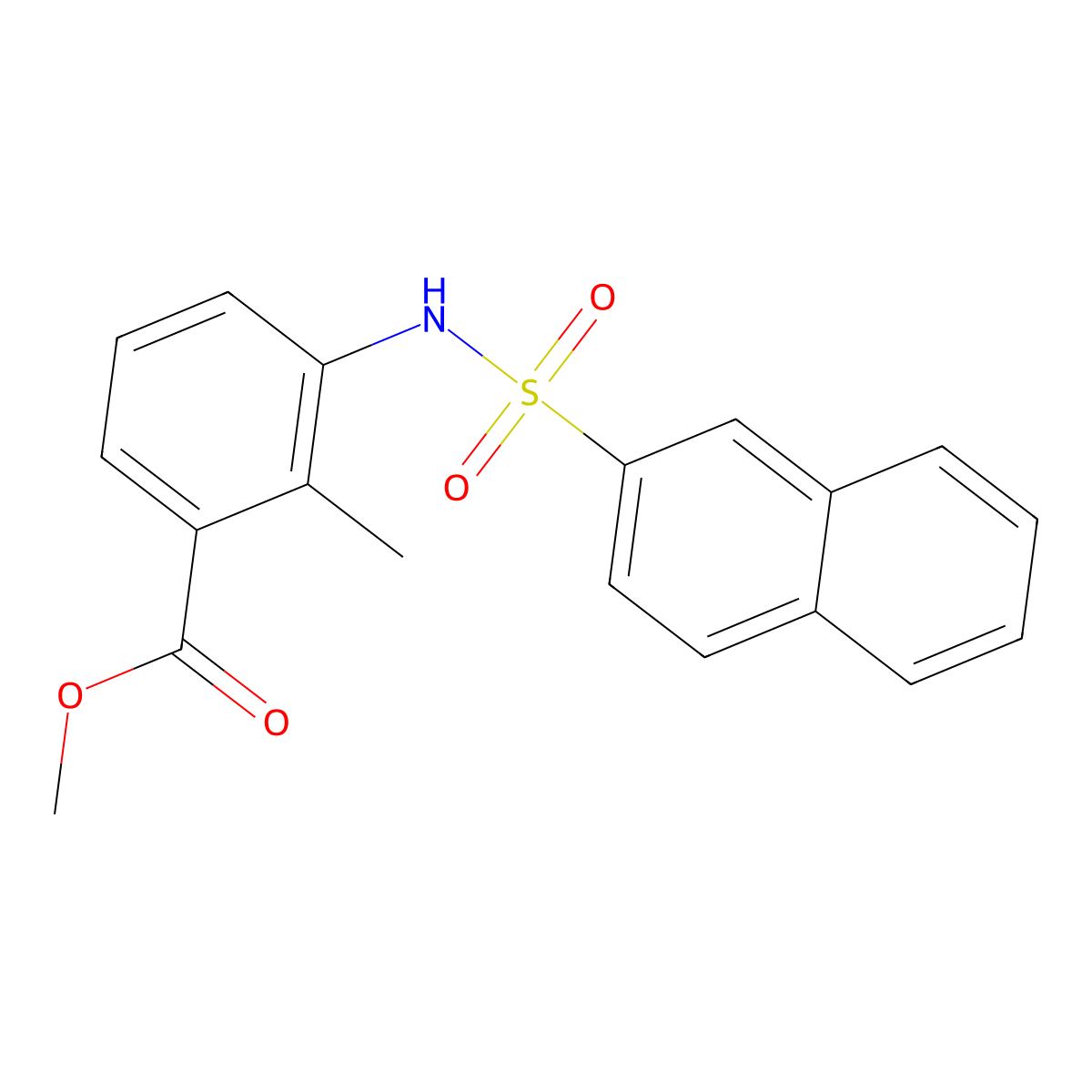 Methyl 2-methyl-3-[(naphthalen-2-ylsulfonyl)amino]benzoate molecular structure, CAS 824975-44-2