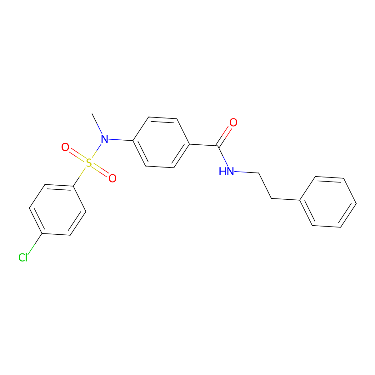 4-{[(4-chlorophenyl)sulfonyl](methyl)amino}-N-(2-phenylethyl)benzamide molecular structure, CAS 824975-47-5