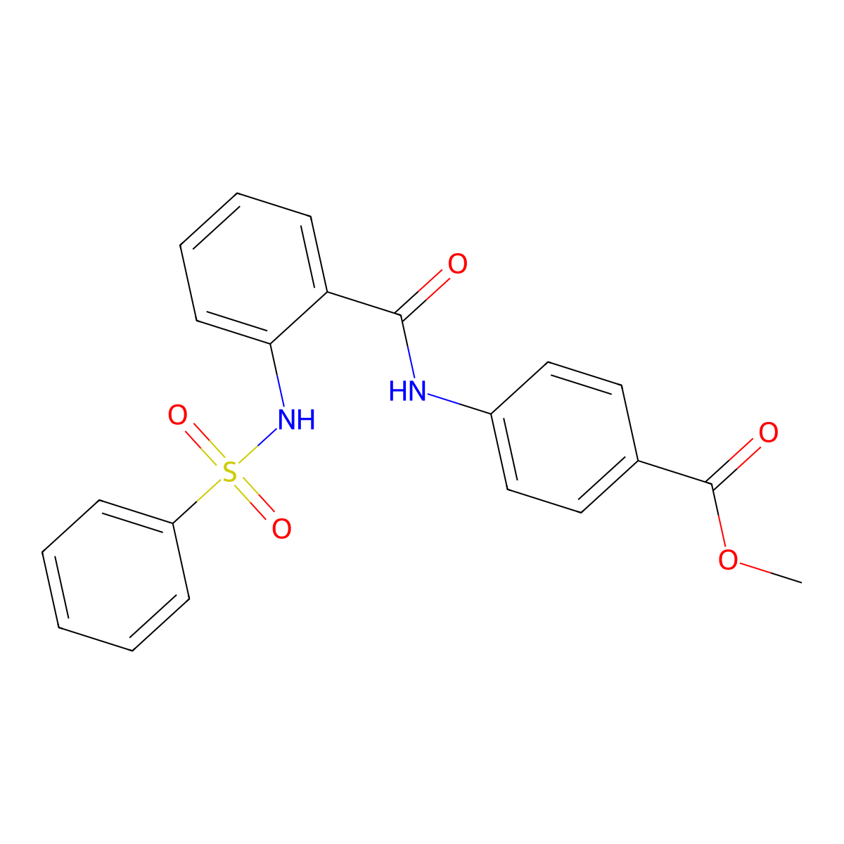 Methyl 4-({2-[(phenylsulfonyl)amino]benzoyl}amino)benzoate molecular structure, CAS 824975-51-1