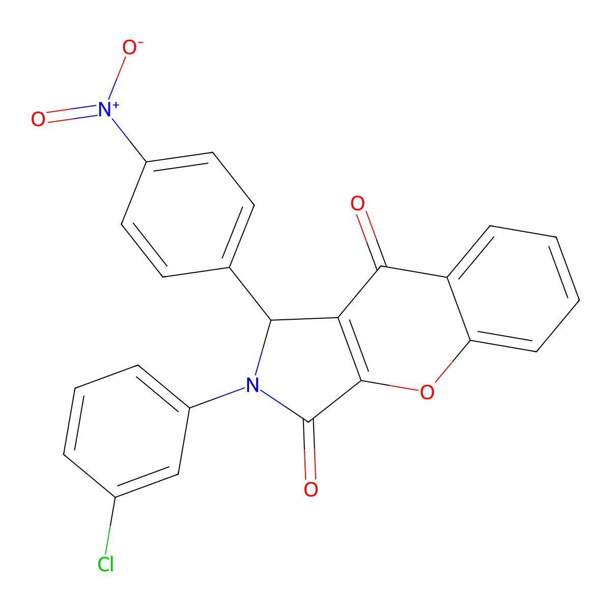 2-(3-chlorophenyl)-1-(4-nitrophenyl)-1H-chromeno[2,3-c]pyrrole-3,9-dione molecular structure, CAS 824976-84-3