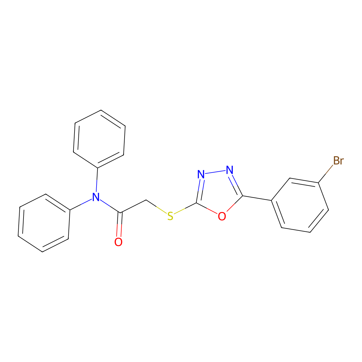2-[[5-(3-bromophenyl)-1,3,4-oxadiazol-2-yl]sulfanyl]-N,N-diphenylacetamide molecular structure, CAS 824976-95-6
