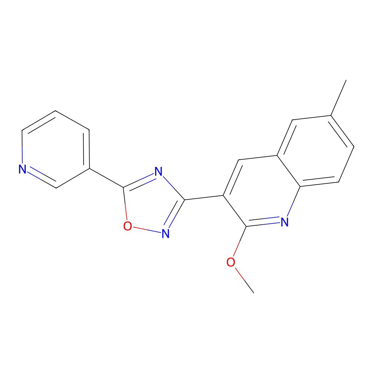 2-Methoxy-6-methyl-3-[5-(3-pyridinyl)-1,2,4-oxadiazol-3-yl]quinoline molecular structure, CAS 824977-15-3