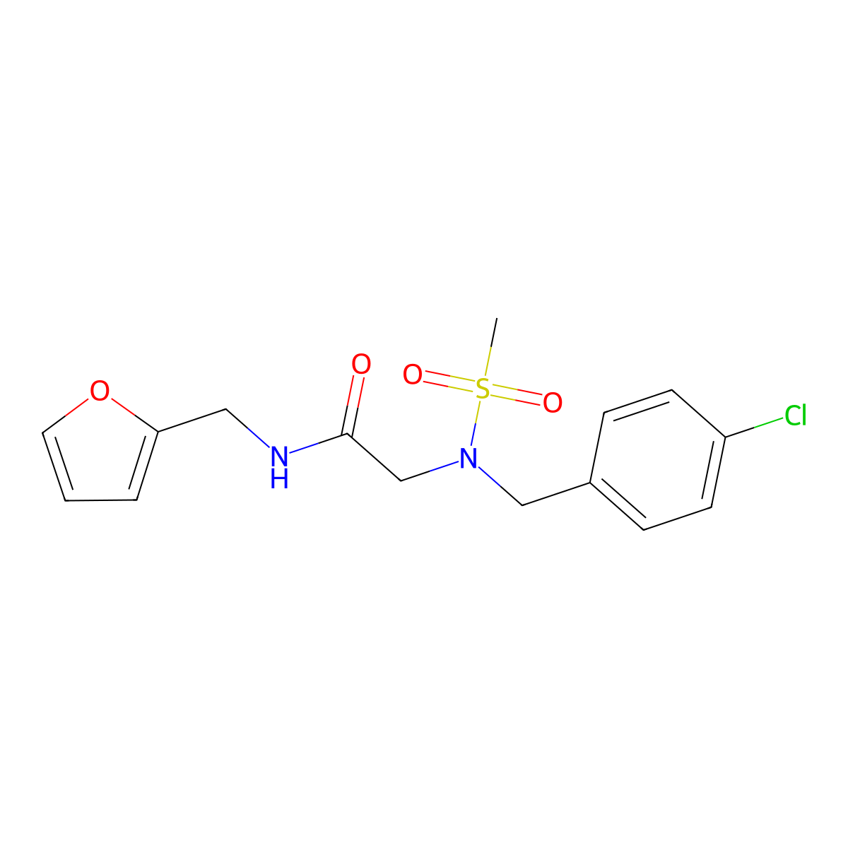 2-[(4-chlorophenyl)methyl-methylsulfonylamino]-N-(furan-2-ylmethyl)acetamide molecular structure, CAS 824977-23-3