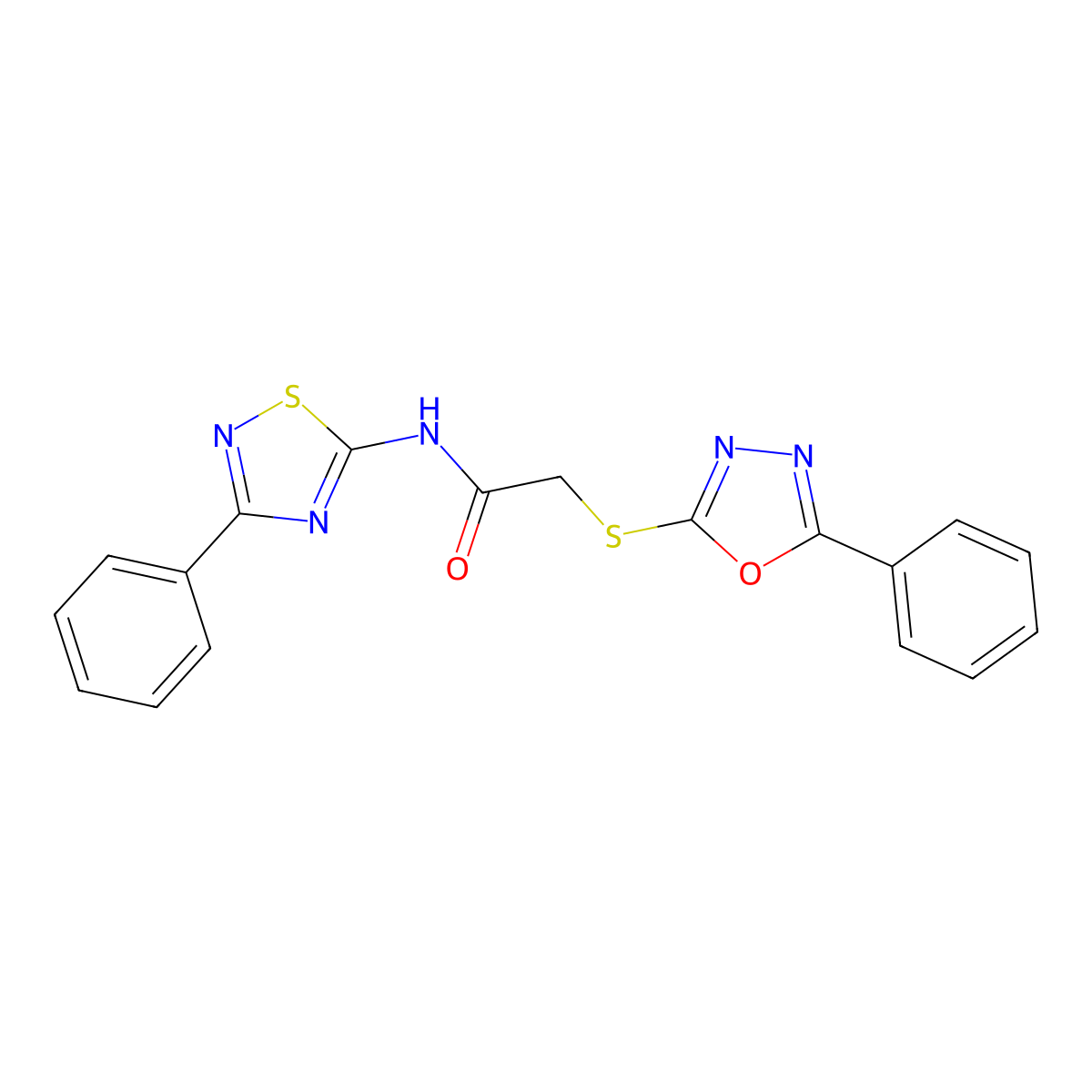 2-[(5-phenyl-1,3,4-oxadiazol-2-yl)sulfanyl]-N-(3-phenyl-1,2,4-thiadiazol-5-yl)acetamide molecular structure, CAS 824977-47-1