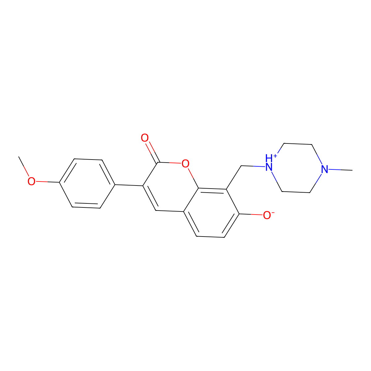 7-hydroxy-3-(4-methoxyphenyl)-8-((4-methylpiperazin-1-yl)methyl)-2H-chromen-2-one molecular structure, CAS 824977-52-8