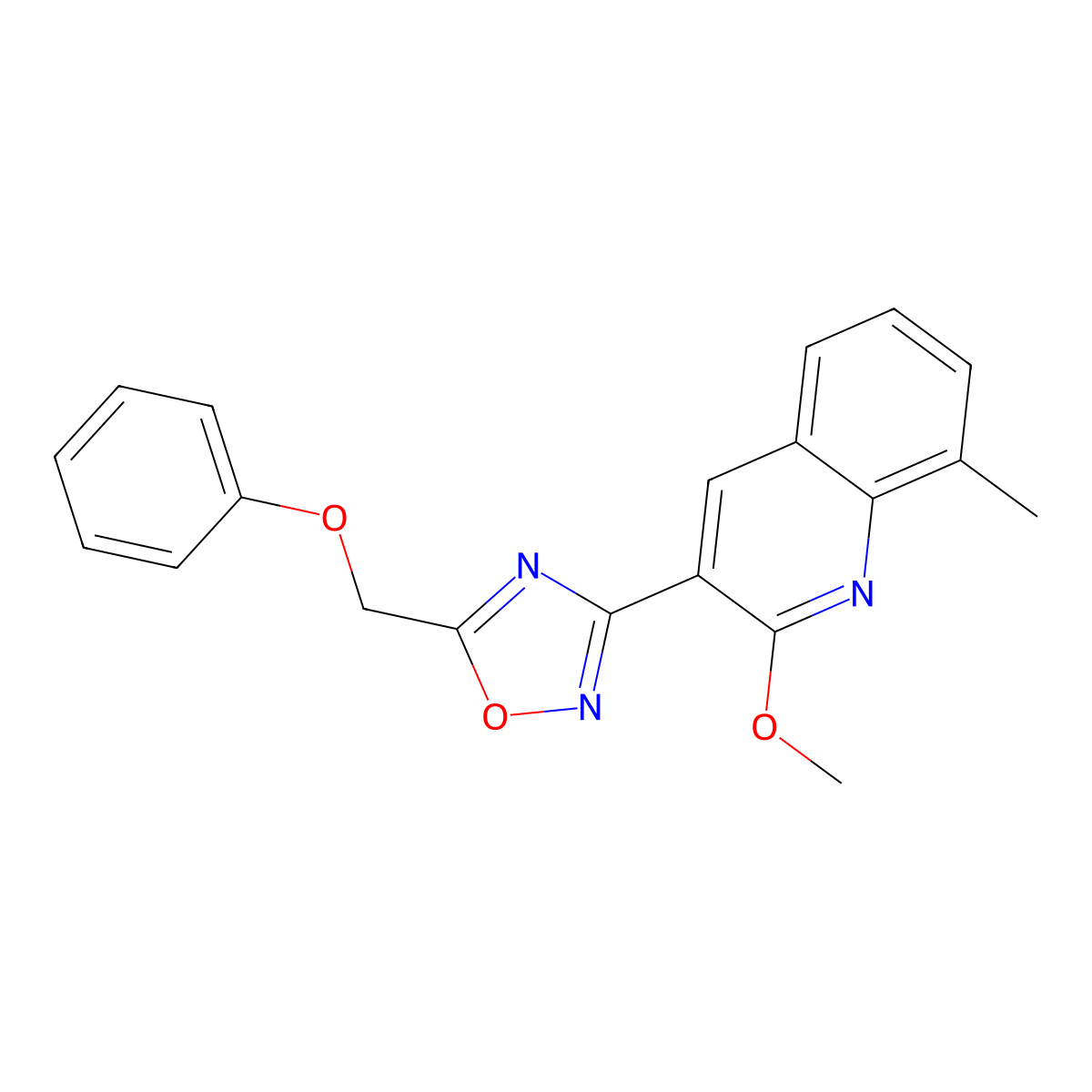 3-(2-Methoxy-8-methylquinolin-3-yl)-5-(phenoxymethyl)-1,2,4-oxadiazole molecular structure, CAS 824977-57-3