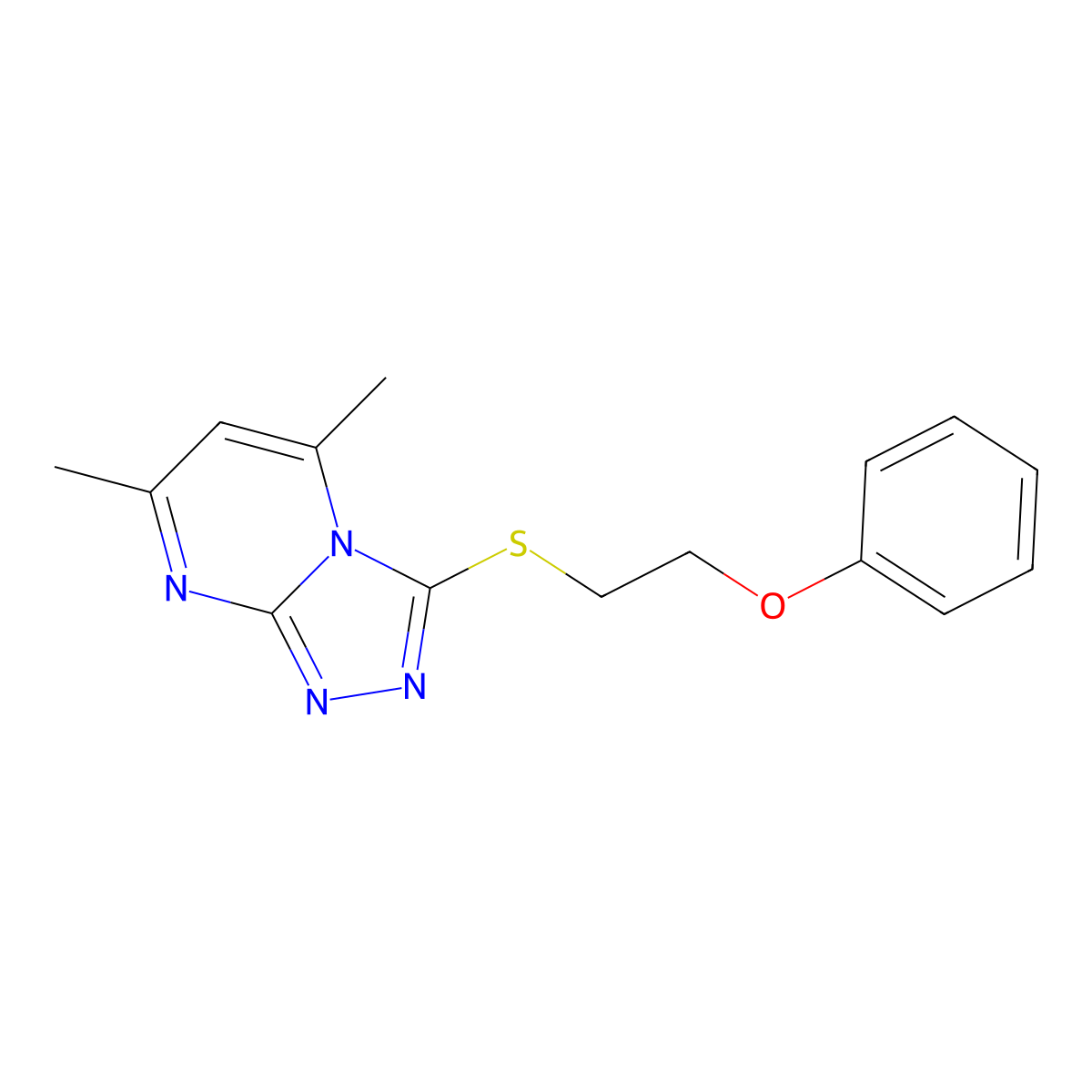 5,7-Dimethyl-3-[(2-phenoxyethyl)sulfanyl][1,2,4]triazolo[4,3-a]pyrimidine molecular structure, CAS 824977-72-2