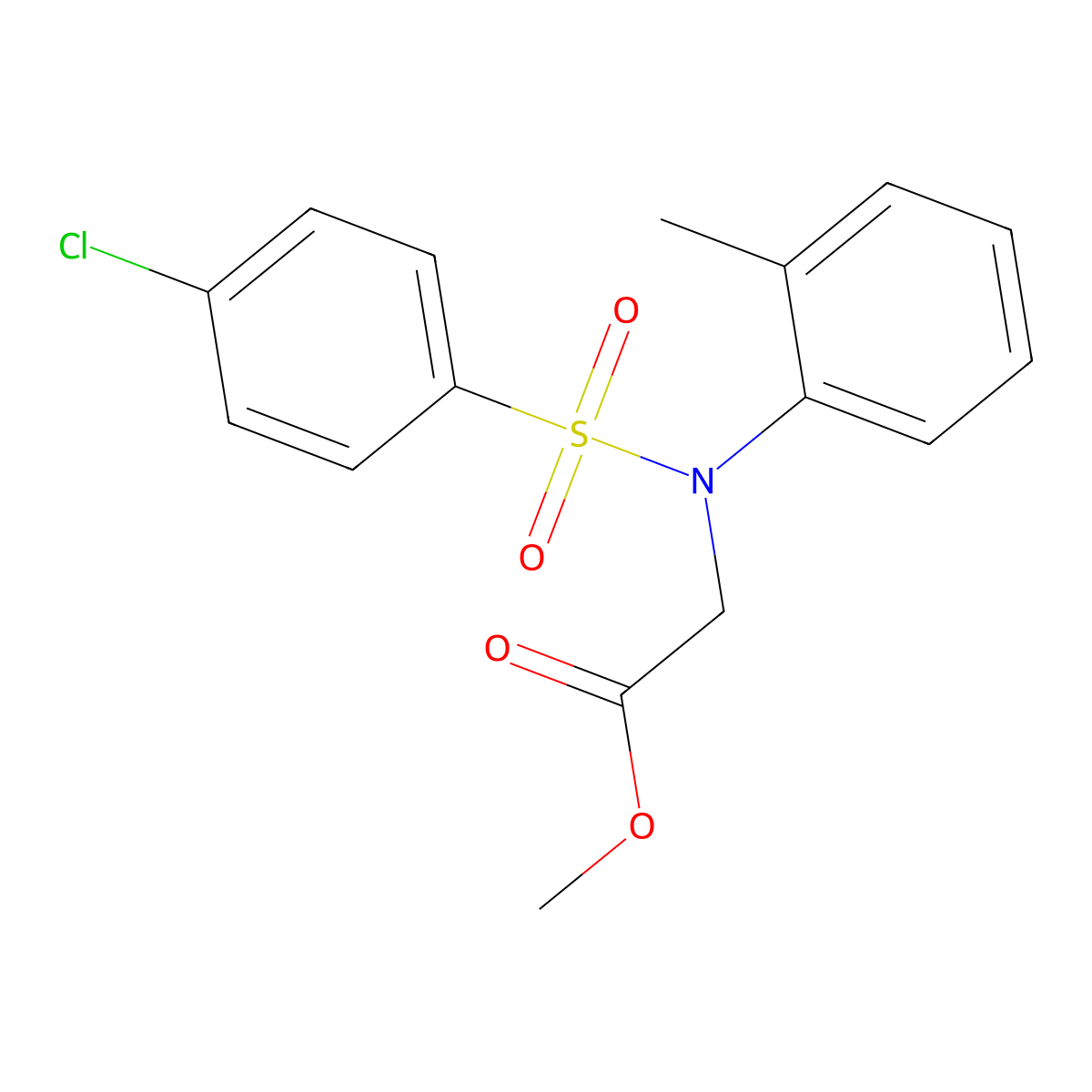 methyl N-[(4-chlorophenyl)sulfonyl]-N-(2-methylphenyl)glycinate molecular structure, CAS 824977-82-4