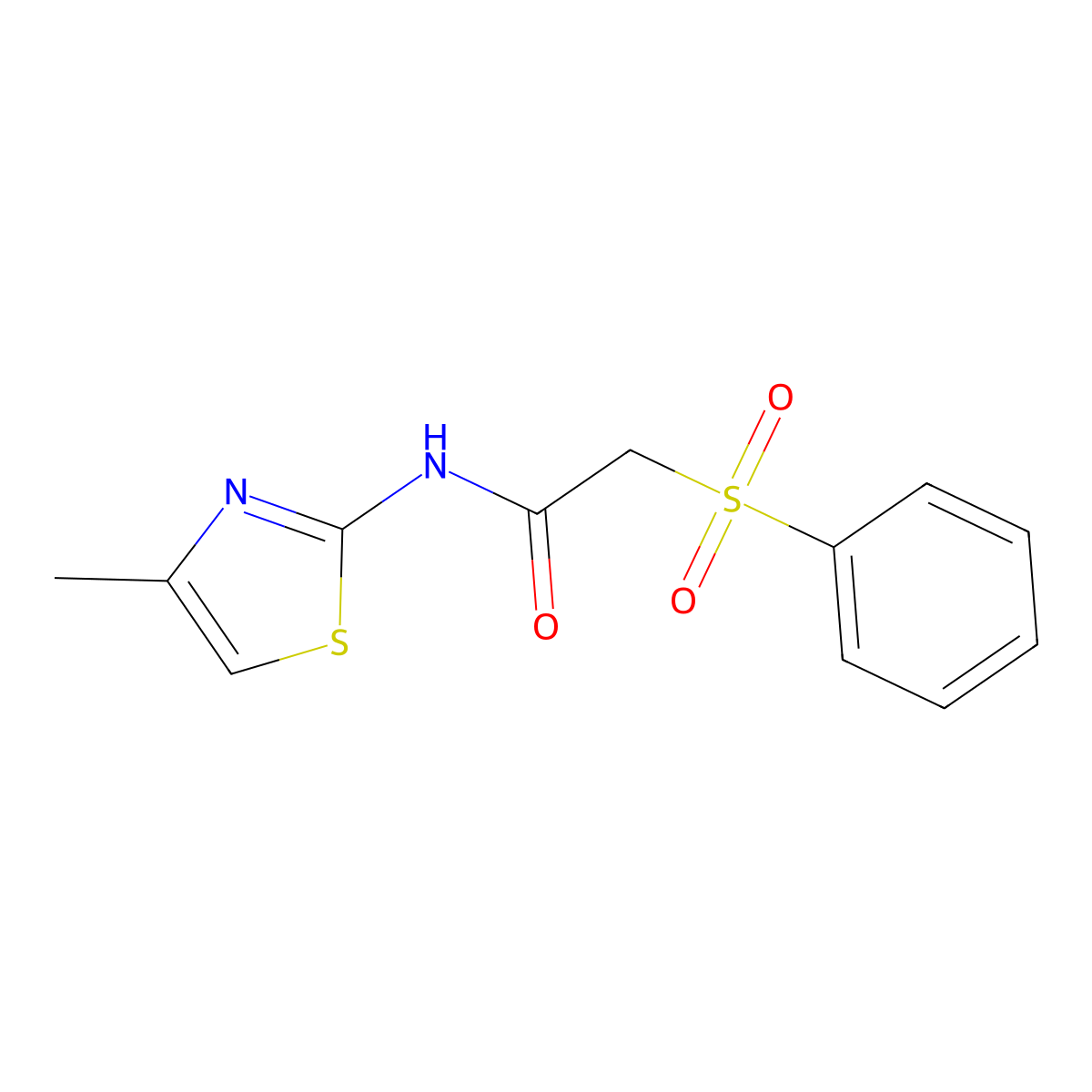 N-(4-methyl-1,3-thiazol-2-yl)-2-(phenylsulfonyl)acetamide molecular structure, CAS 824978-52-1