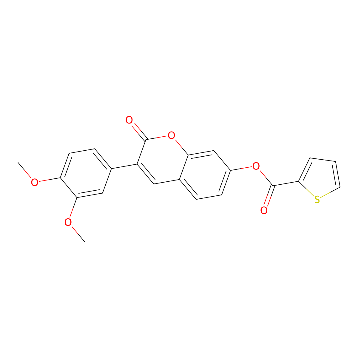 3-(3,4-dimethoxyphenyl)-2-oxo-2H-chromen-7-yl thiophene-2-carboxylate molecular structure, CAS 824978-58-7