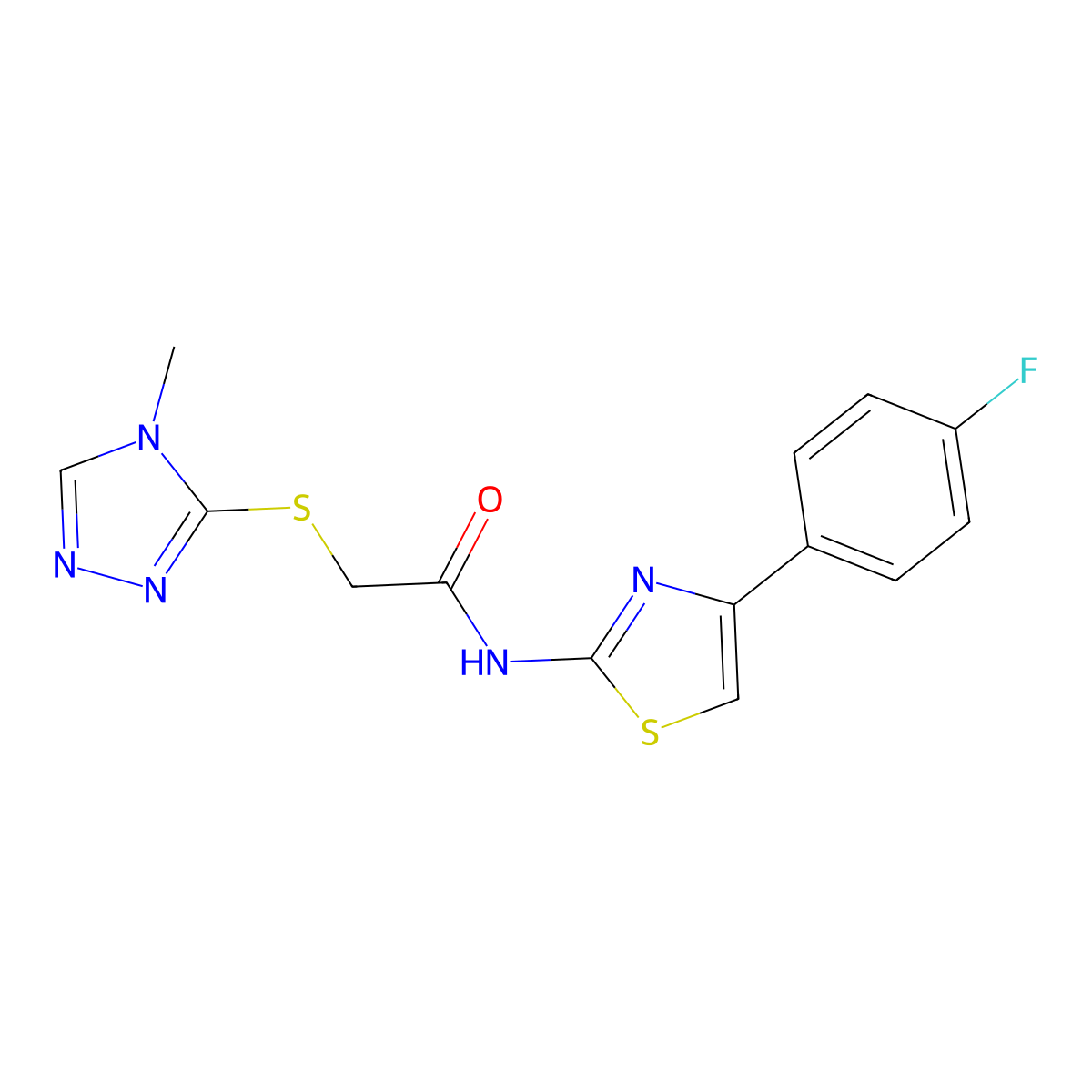 N-[4-(4-fluorophenyl)-1,3-thiazol-2-yl]-2-[(4-methyl-1,2,4-triazol-3-yl)sulfanyl]acetamide molecular structure, CAS 824978-62-3