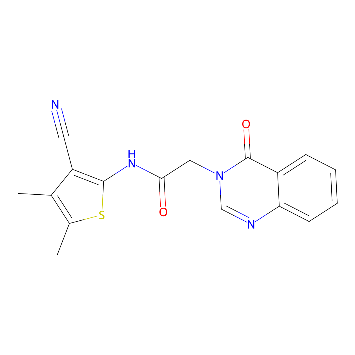 N-(3-cyano-4,5-dimethylthiophen-2-yl)-2-(4-oxoquinazolin-3(4H)-yl)acetamide molecular structure, CAS 824979-05-7
