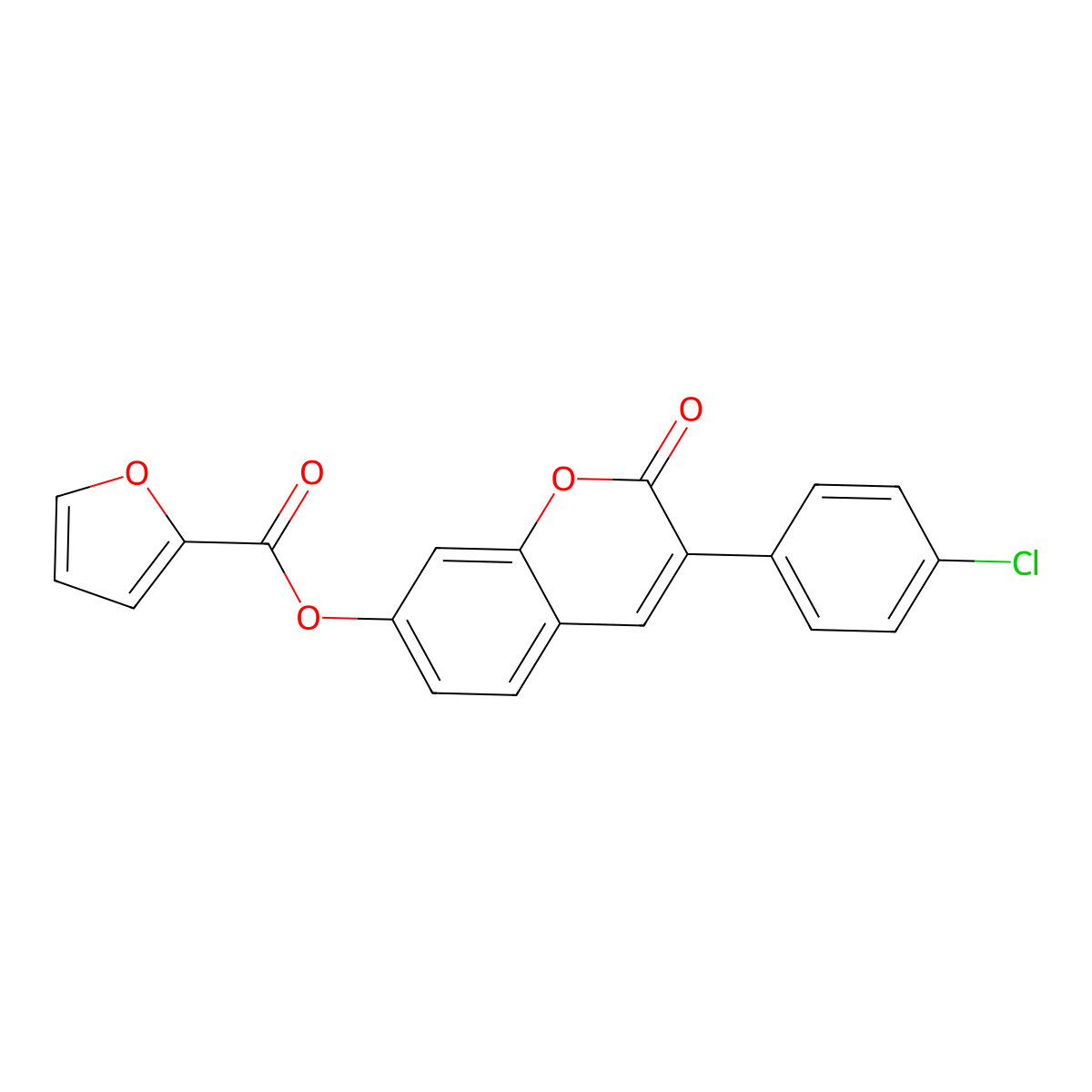 3-(4-chlorophenyl)-2-oxo-2H-chromen-7-yl furan-2-carboxylate molecular structure, CAS 824979-16-0