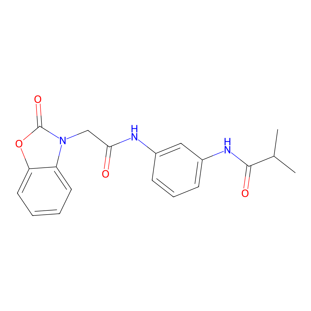 2-methyl-N-[3-[[2-(2-oxo-1,3-benzoxazol-3-yl)acetyl]amino]phenyl]propanamide molecular structure, CAS 824979-29-5
