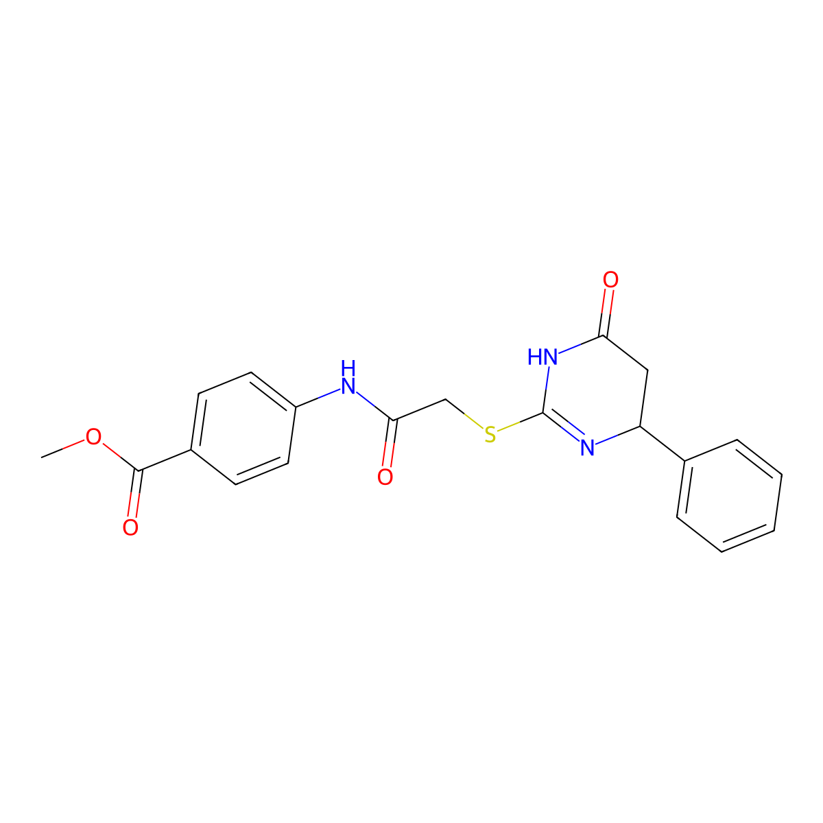 Methyl 4-({[(6-oxo-4-phenyl-1,4,5,6-tetrahydropyrimidin-2-yl)sulfanyl]acetyl}amino)benzoate molecular structure, CAS 824979-32-0