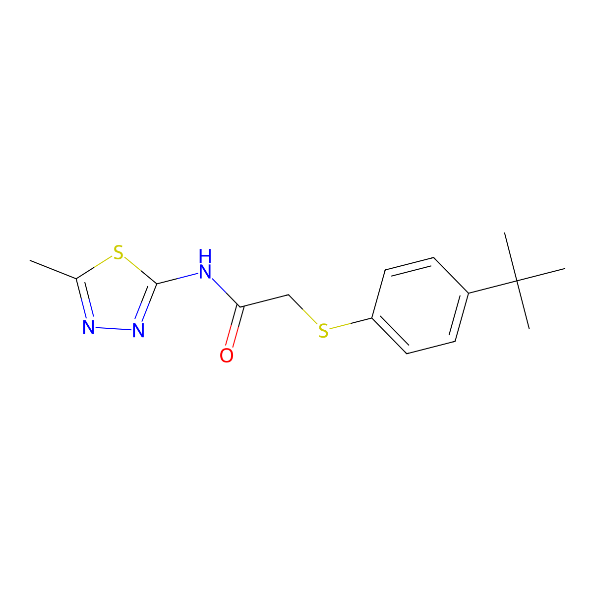 2-(4-tert-butylphenyl)sulfanyl-N-(5-methyl-1,3,4-thiadiazol-2-yl)acetamide molecular structure, CAS 824979-37-5