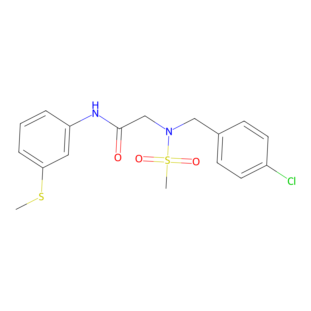 2-[(4-chlorophenyl)methyl-methylsulfonylamino]-N-(3-methylsulfanylphenyl)acetamide molecular structure, CAS 824980-00-9