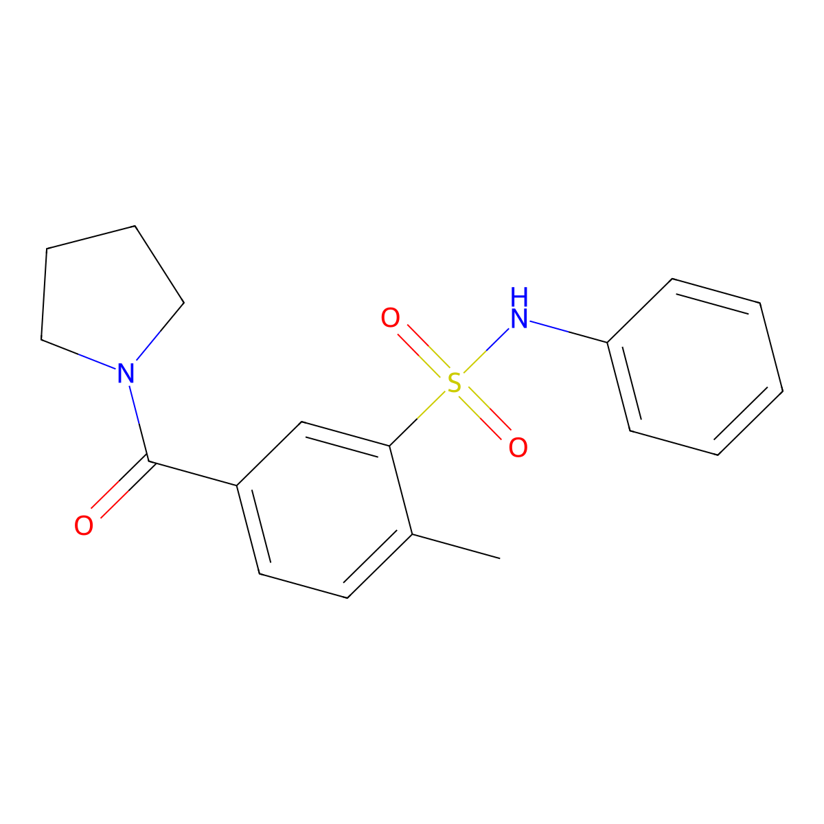 2-methyl-N-phenyl-5-(1-pyrrolidinylcarbonyl)benzenesulfonamide molecular structure, CAS 824980-34-9