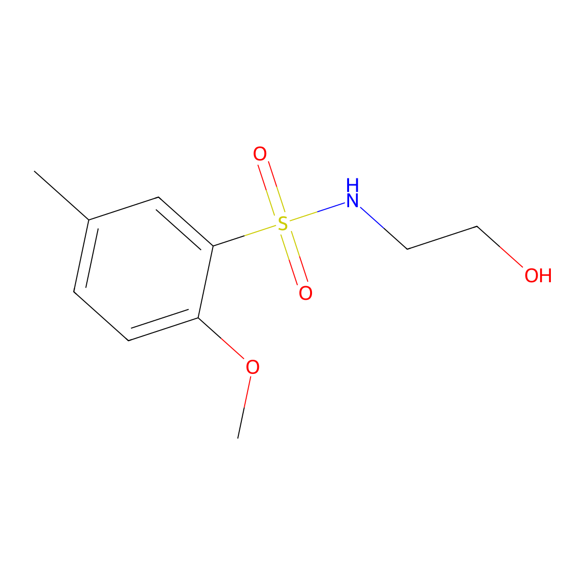 N-(2-hydroxyethyl)-2-methoxy-5-methylbenzenesulfonamide molecular structure, CAS 824980-42-9