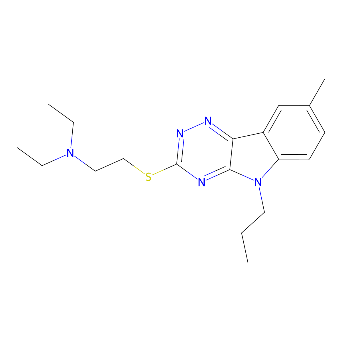 N,N-diethyl-2-[(8-methyl-5-propyl-[1,2,4]triazino[5,6-b]indol-3-yl)sulfanyl]ethanamine molecular structure, CAS 824980-67-8