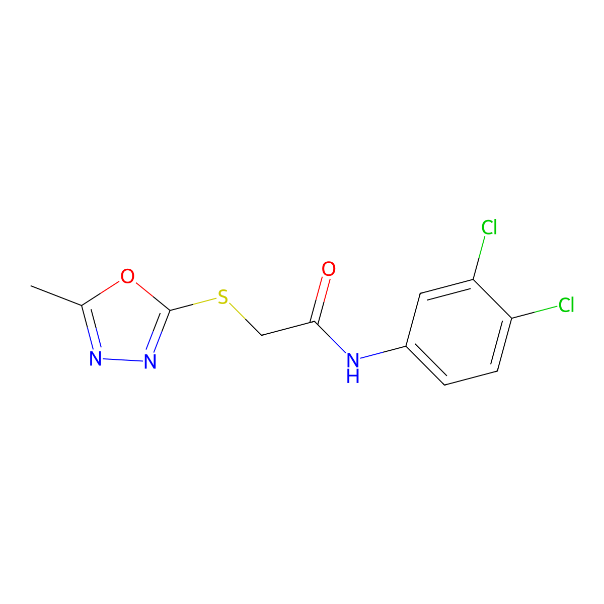 N-(3,4-dichlorophenyl)-2-[(5-methyl-1,3,4-oxadiazol-2-yl)sulfanyl]acetamide molecular structure, CAS 824980-74-7