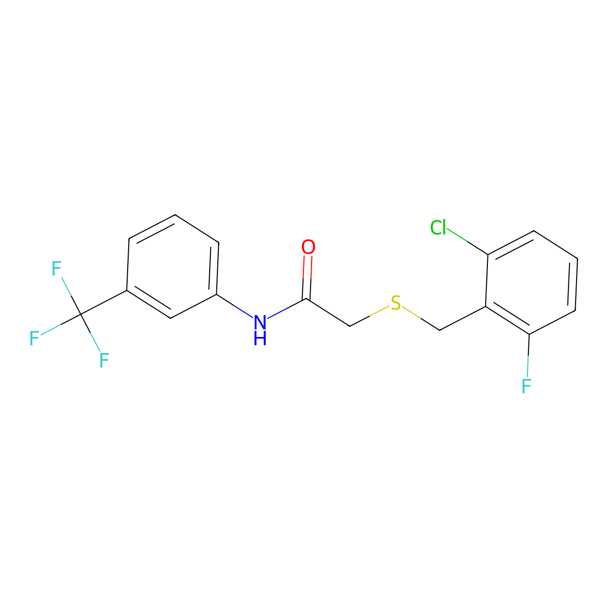 2-[(2-chloro-6-fluorophenyl)methylsulfanyl]-N-[3-(trifluoromethyl)phenyl]acetamide molecular structure, CAS 824980-90-7