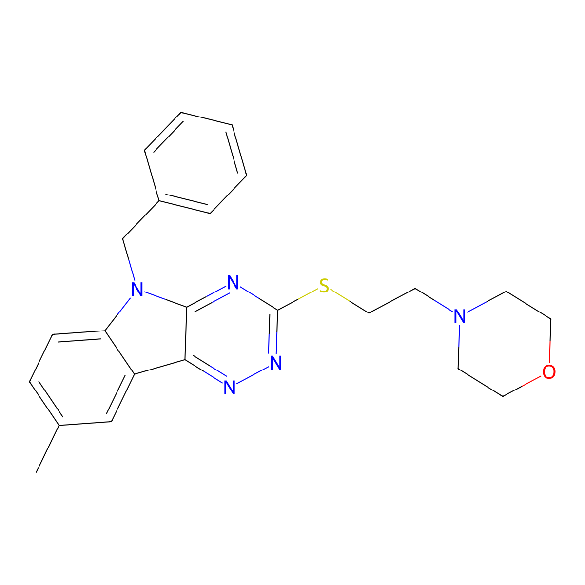4-[2-[(5-Benzyl-8-methyl-[1,2,4]triazino[5,6-b]indol-3-yl)sulfanyl]ethyl]morpholine molecular structure, CAS 824981-19-3