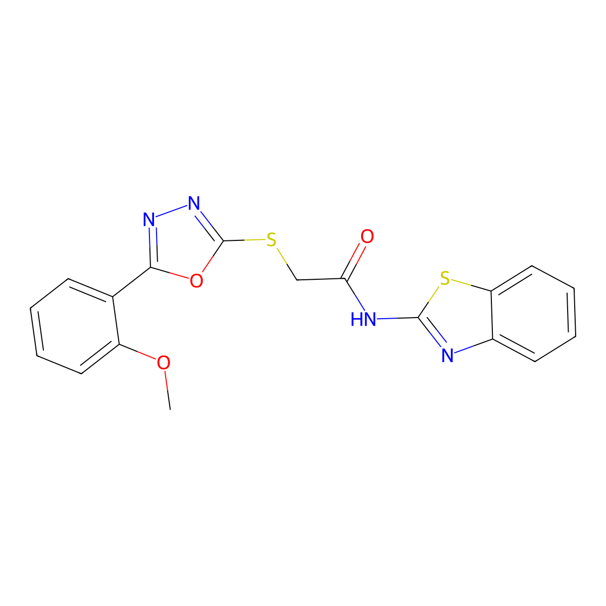 N-(1,3-benzothiazol-2-yl)-2-[[5-(2-methoxyphenyl)-1,3,4-oxadiazol-2-yl]sulfanyl]acetamide molecular structure, CAS 824981-29-5