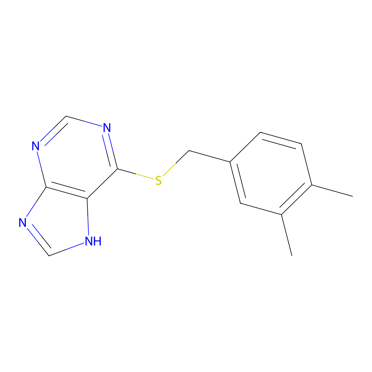 6-(((3,4-Dimethylphenyl)methyl)thio)-9H-purine molecular structure, CAS 82499-09-0