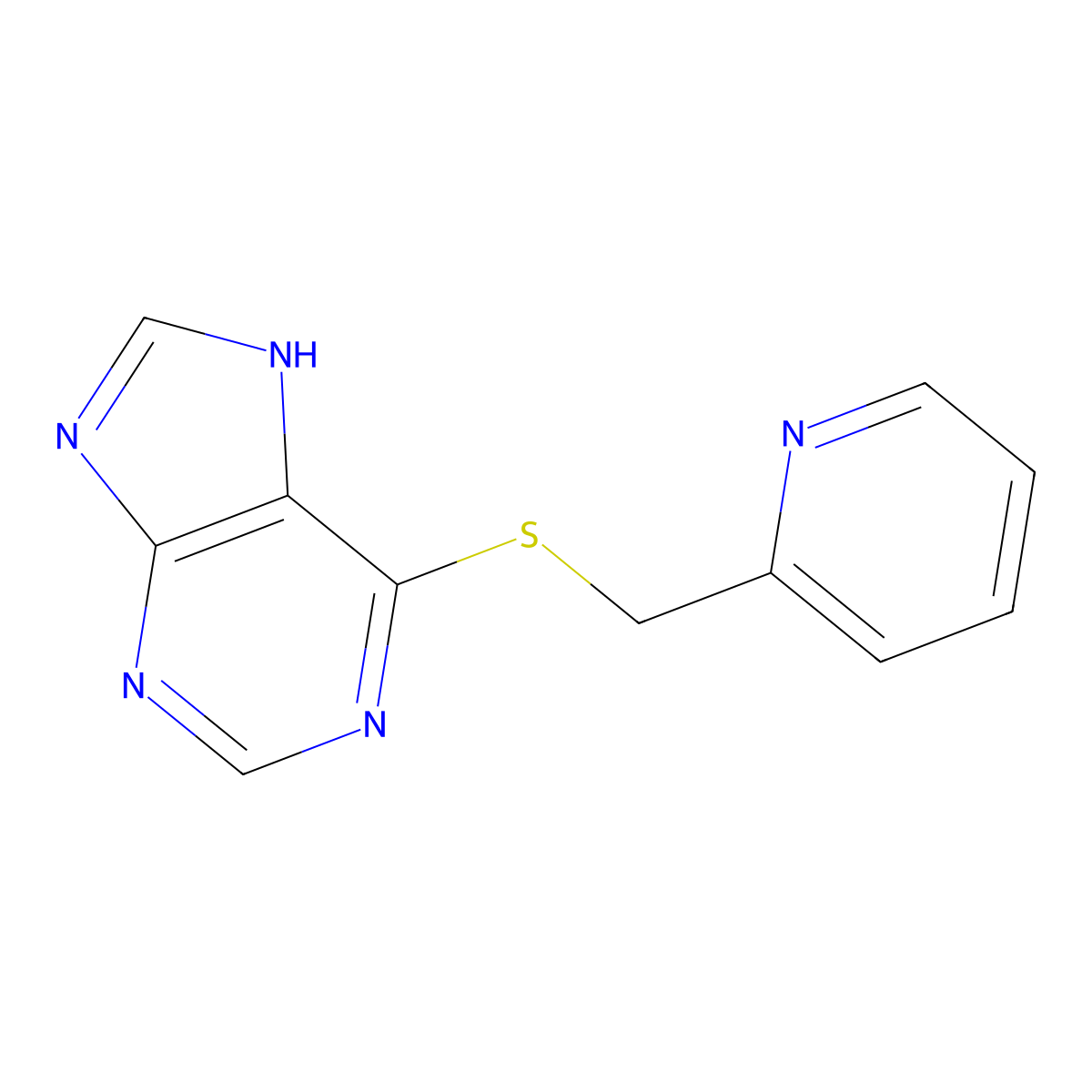 Purine, 6-((2-pyridylmethyl)thio)- molecular structure, CAS 82499-10-3