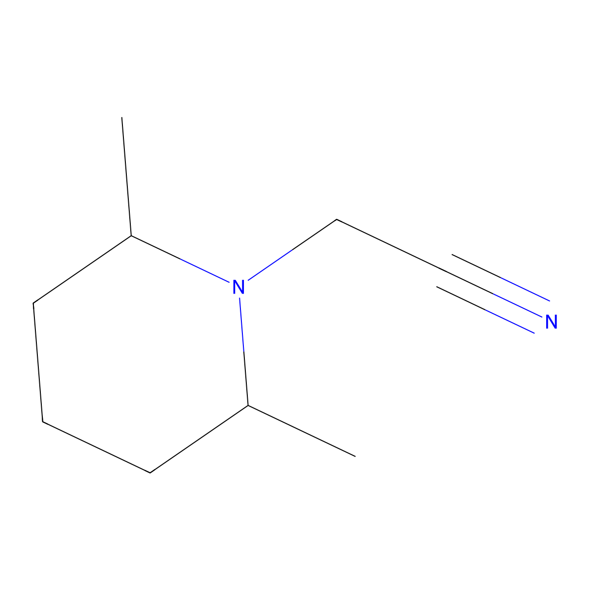 (2,6-Dimethylpiperidin-1-yl)acetonitrile molecular structure, CAS 825-28-5